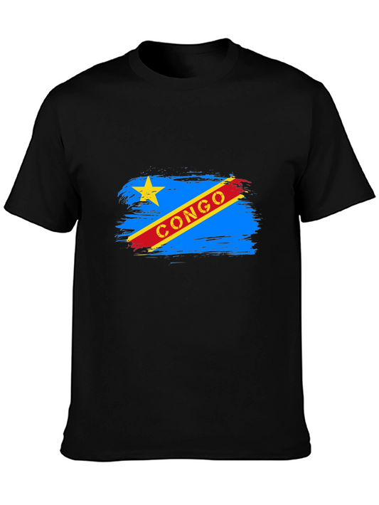 Congo Flag Graphic Tee - Black Cotton T-Shirt