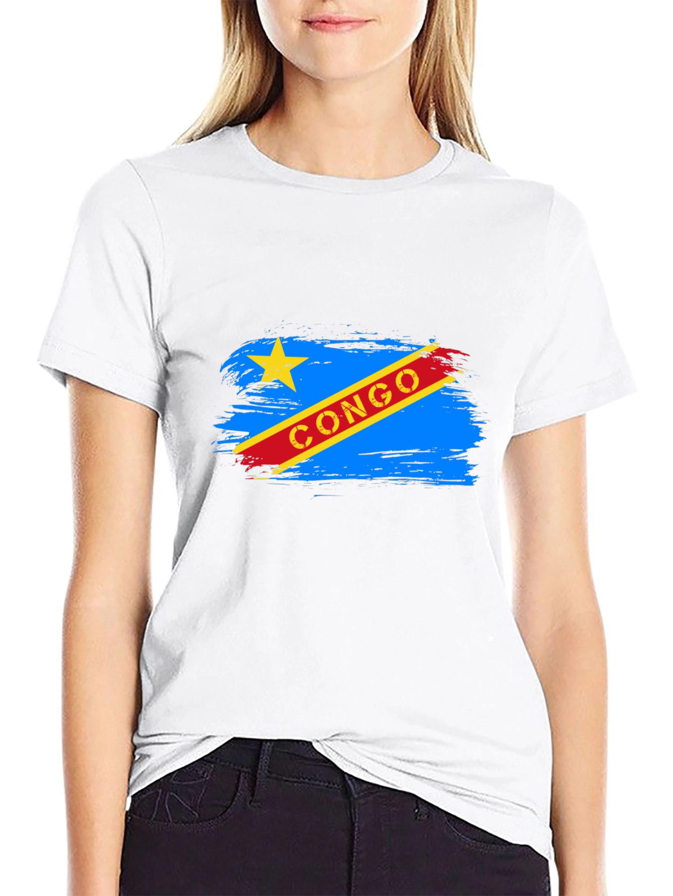 Congo Flag Graphic Tee - Black Cotton T-Shirt
