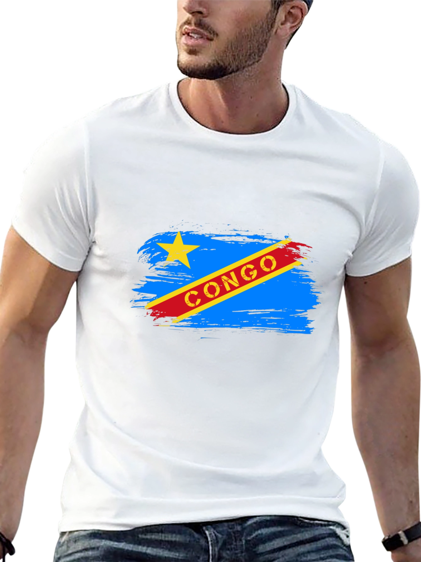 Congo Flag Graphic Tee - Black Cotton T-Shirt