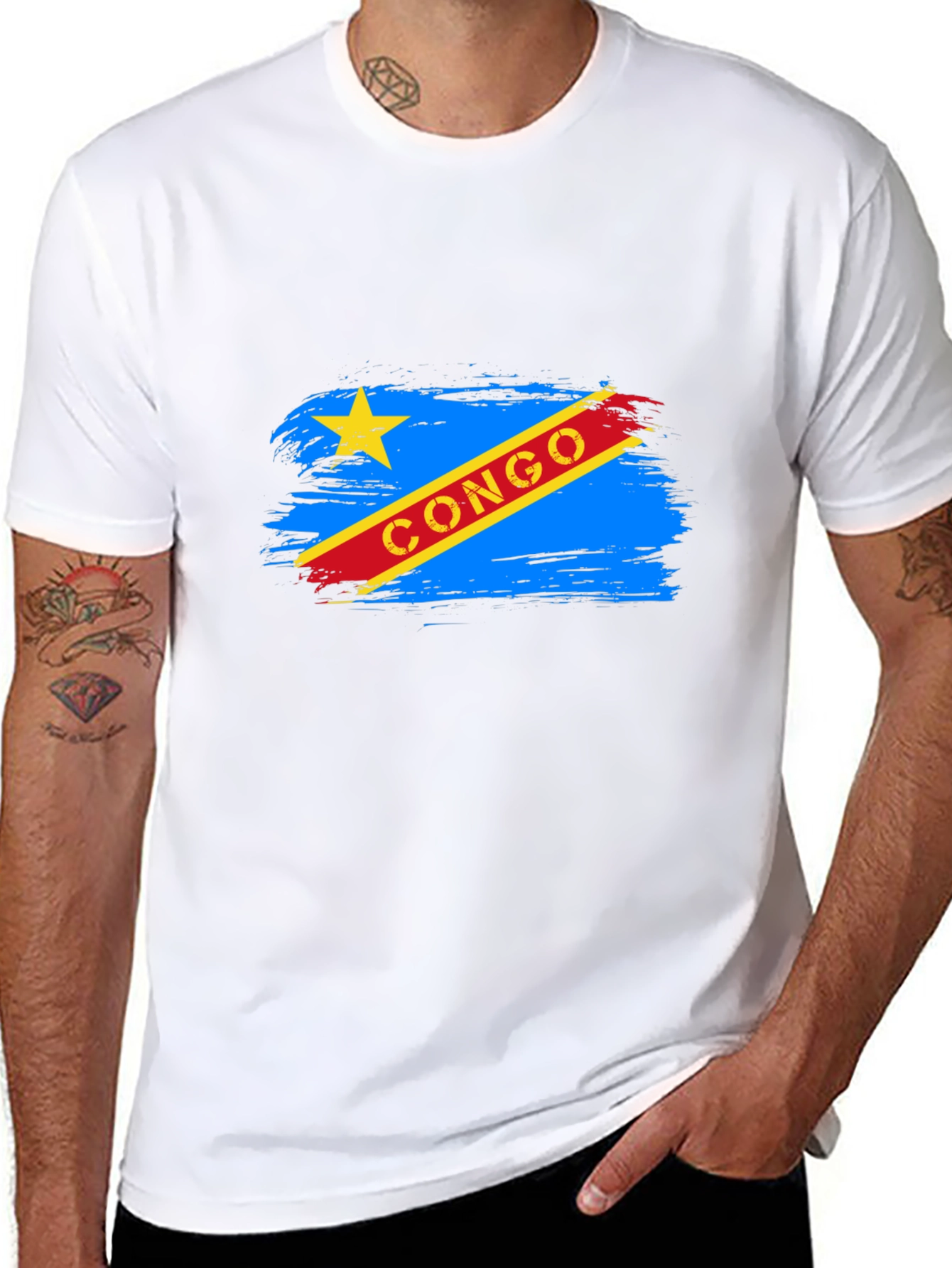 Congo Flag Graphic Tee - Black Cotton T-Shirt