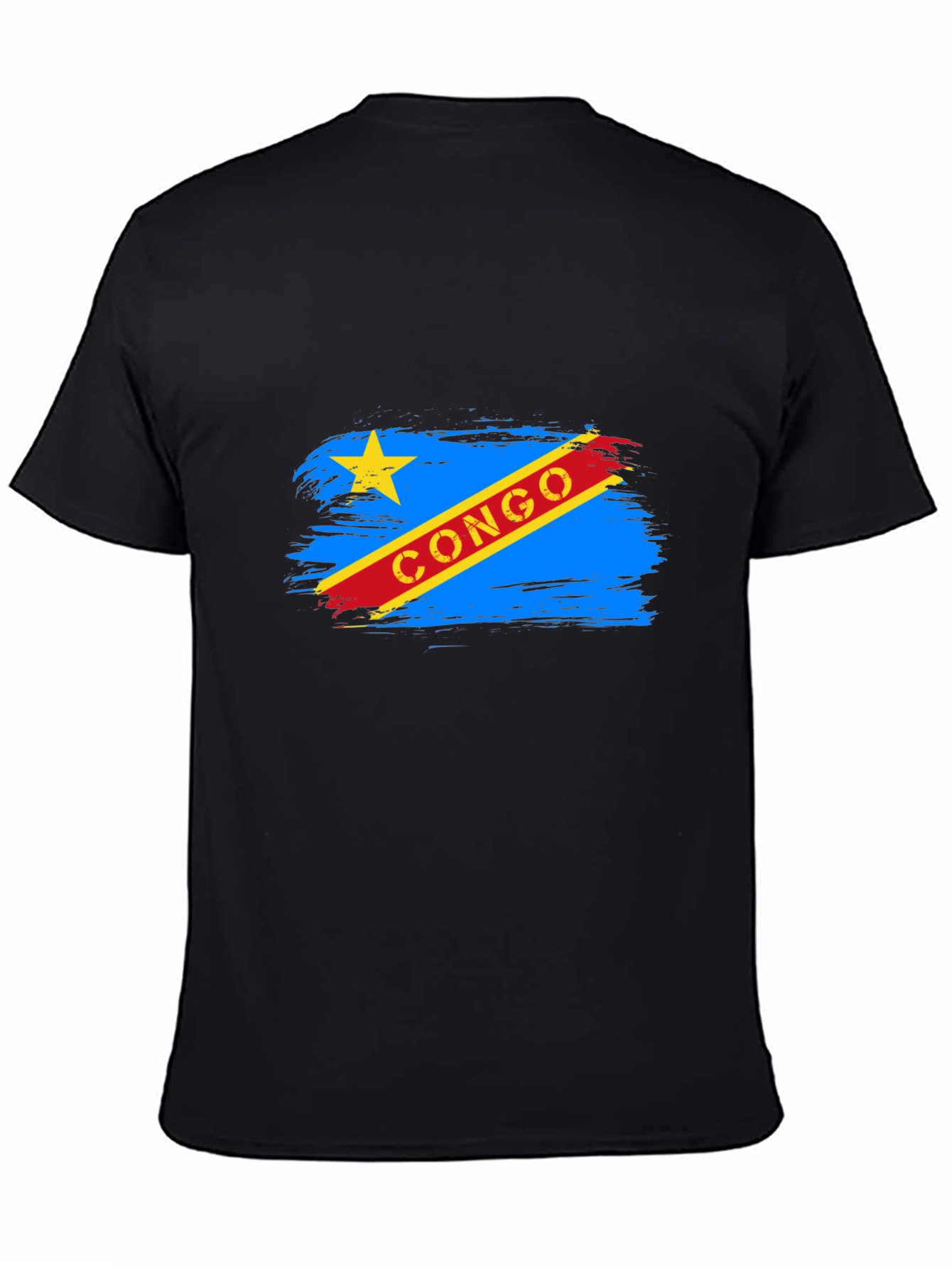 Congo Flag Graphic Tee - Black Cotton T-Shirt