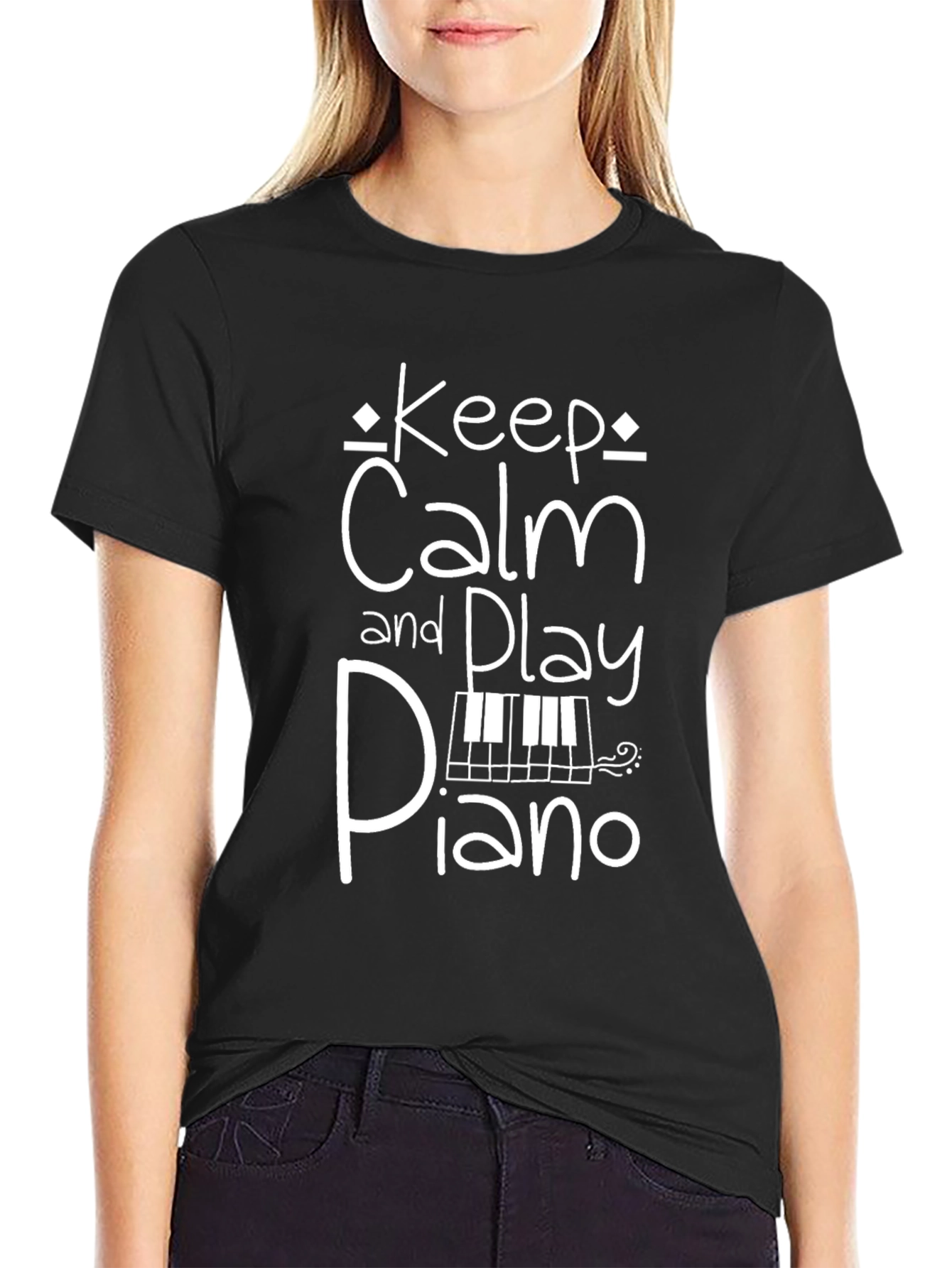 Keep Calm and Play Piano Graphic T-Shirt
