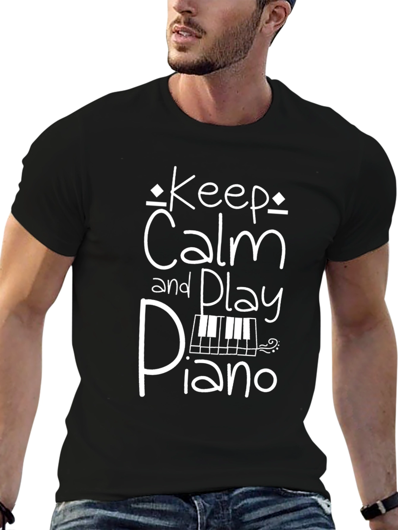 Keep Calm and Play Piano Graphic T-Shirt
