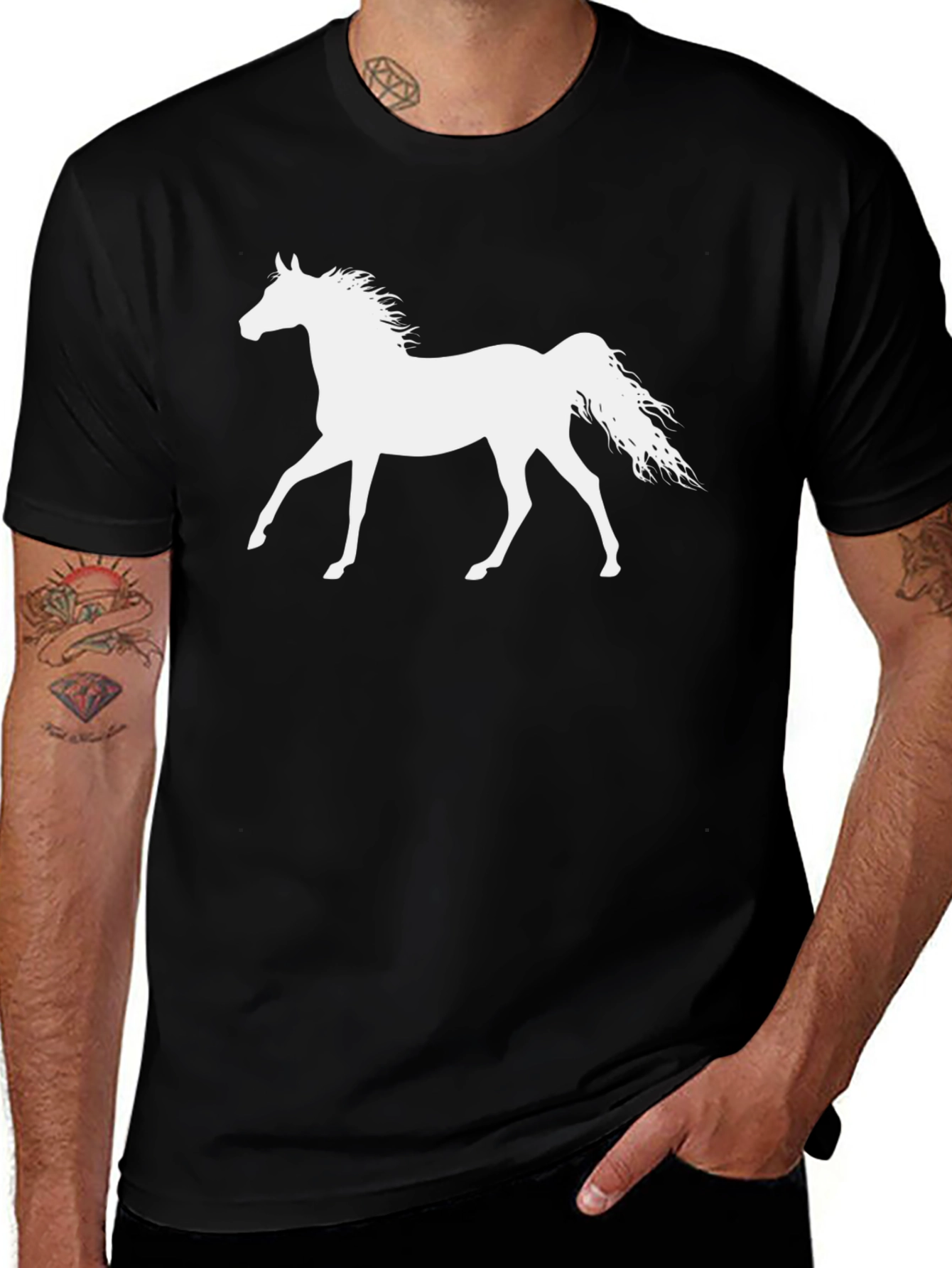 Horse Silhouette T-Shirt - Black