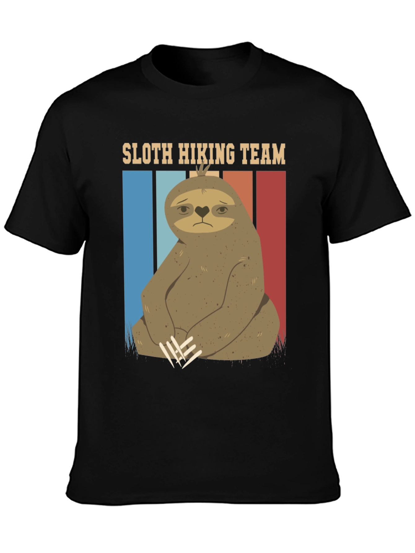 Sloth Hiking Team Graphic Tee - Comfy Black T-Shirt