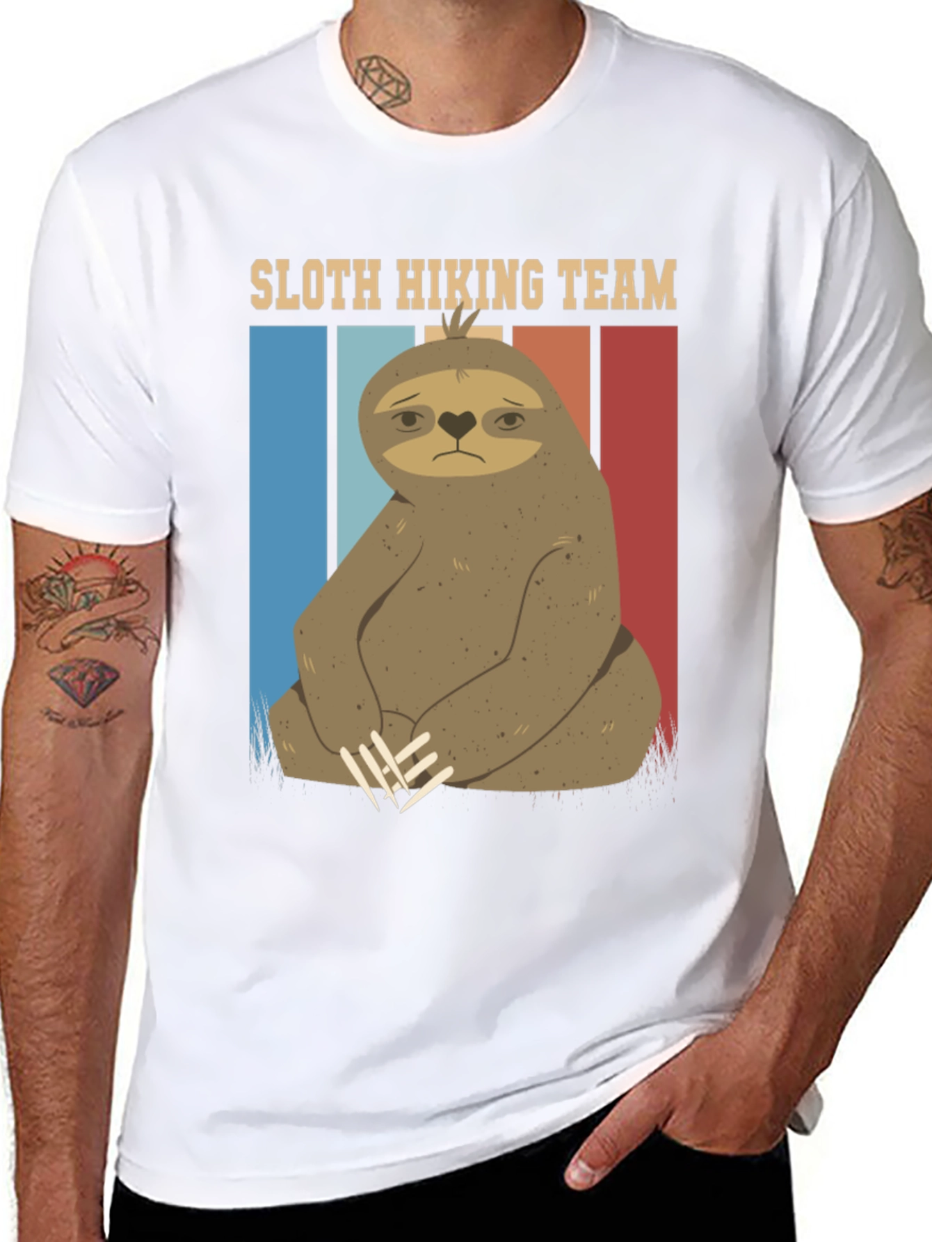 Sloth Hiking Team Graphic Tee - Comfy Black T-Shirt