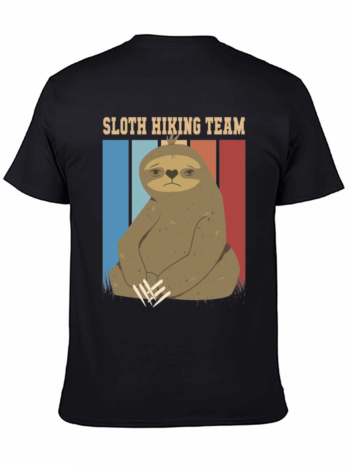 Sloth Hiking Team Graphic Tee - Comfy Black T-Shirt