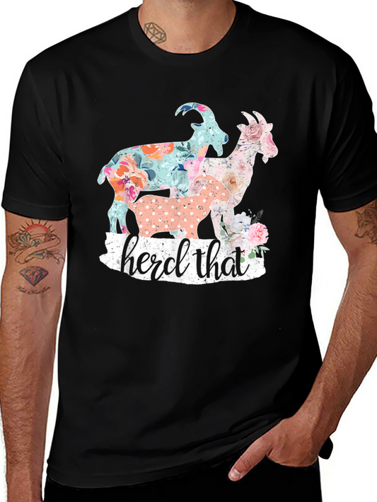 Floral Goats Graphic Tee - Herd That!