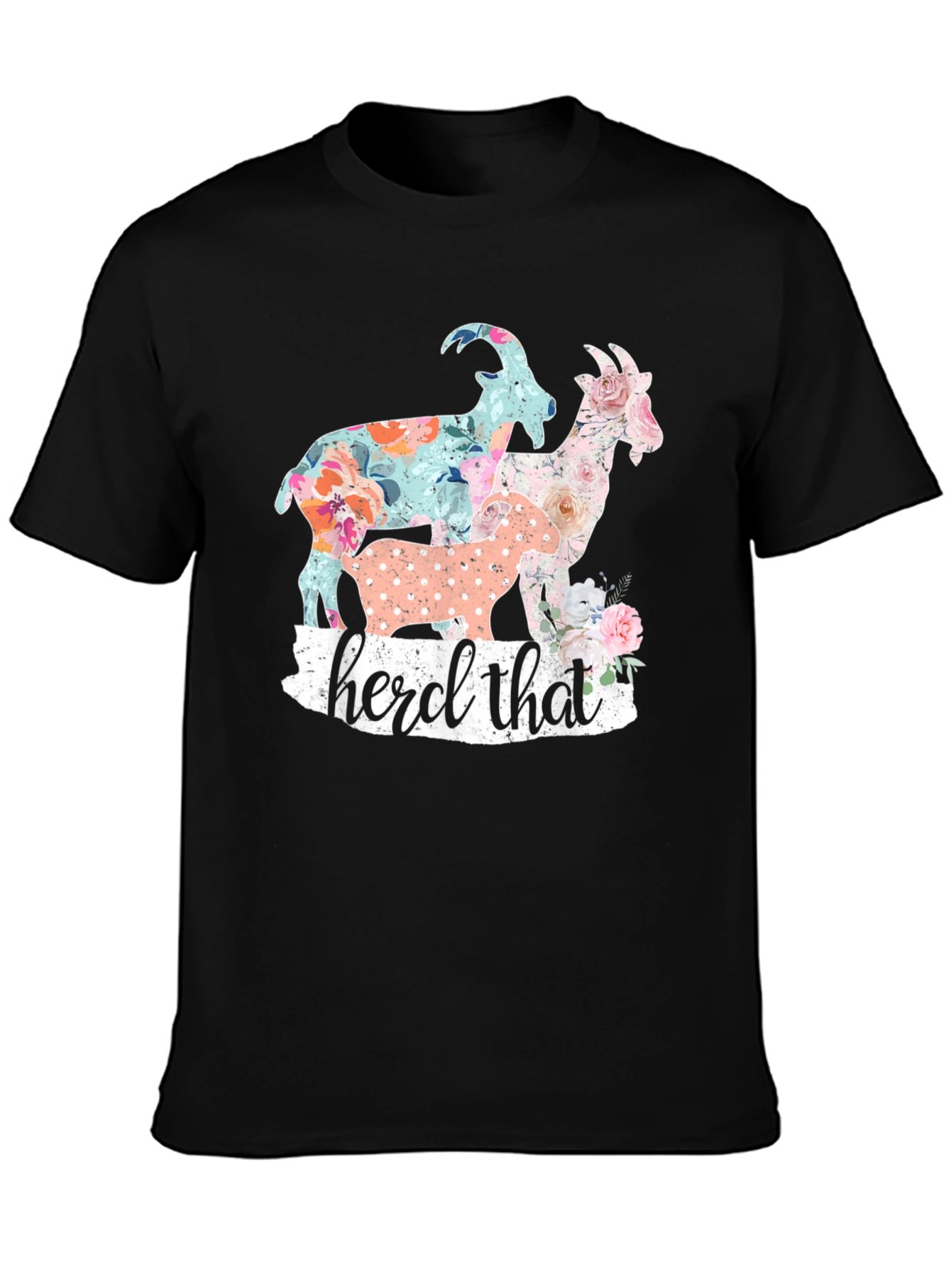 Floral Goats Graphic Tee - Herd That!