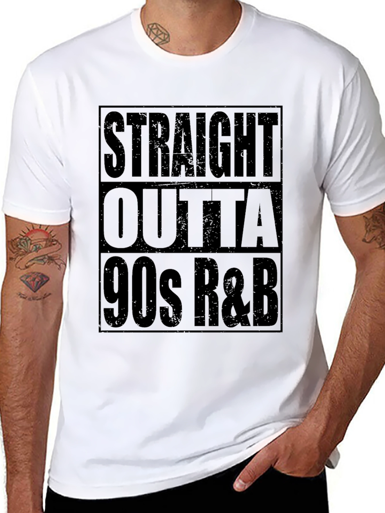 Straight Outta 90s R&B Black Graphic T-Shirt