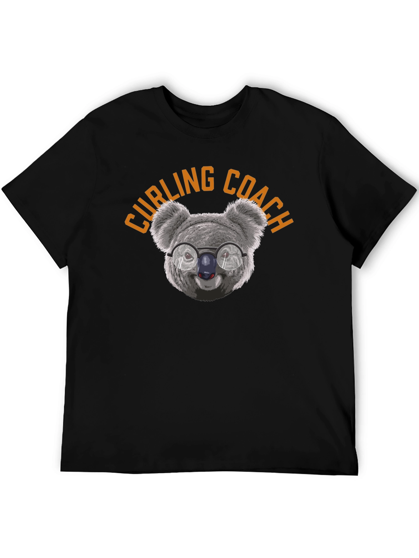 Curling Coach Koala T-Shirt - Black Cotton Tee