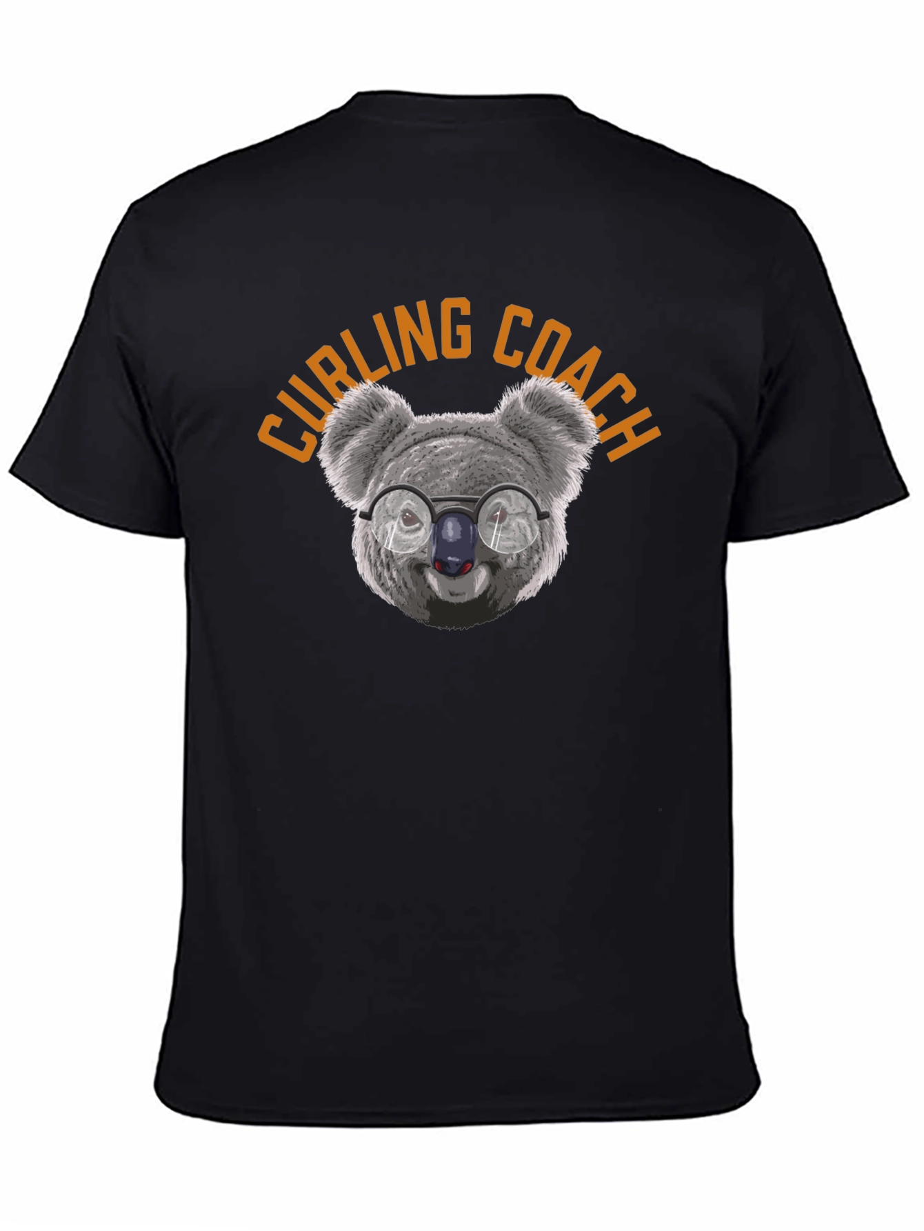 Curling Coach Koala T-Shirt - Black Cotton Tee