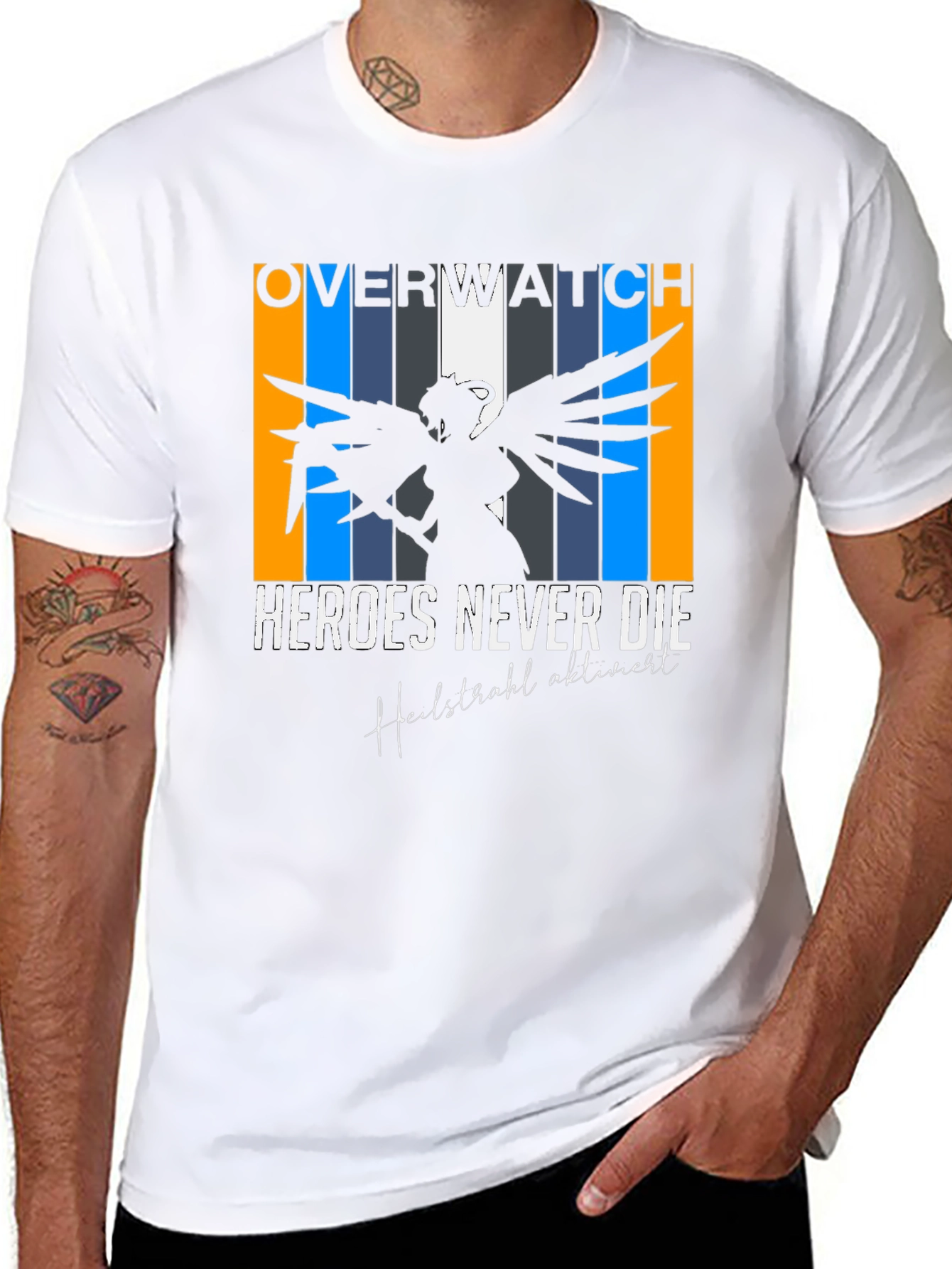 Overwatch Mercy Heroes Never Die Graphic Tee