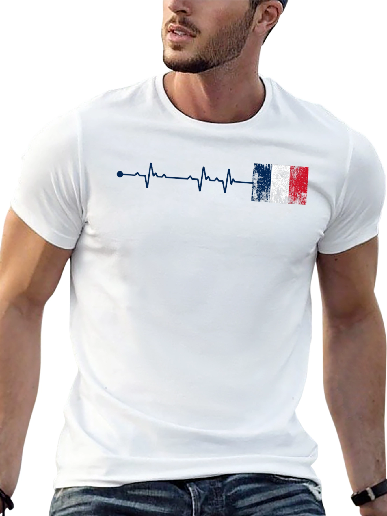 France Flag Heartbeat Graphic T-Shirt