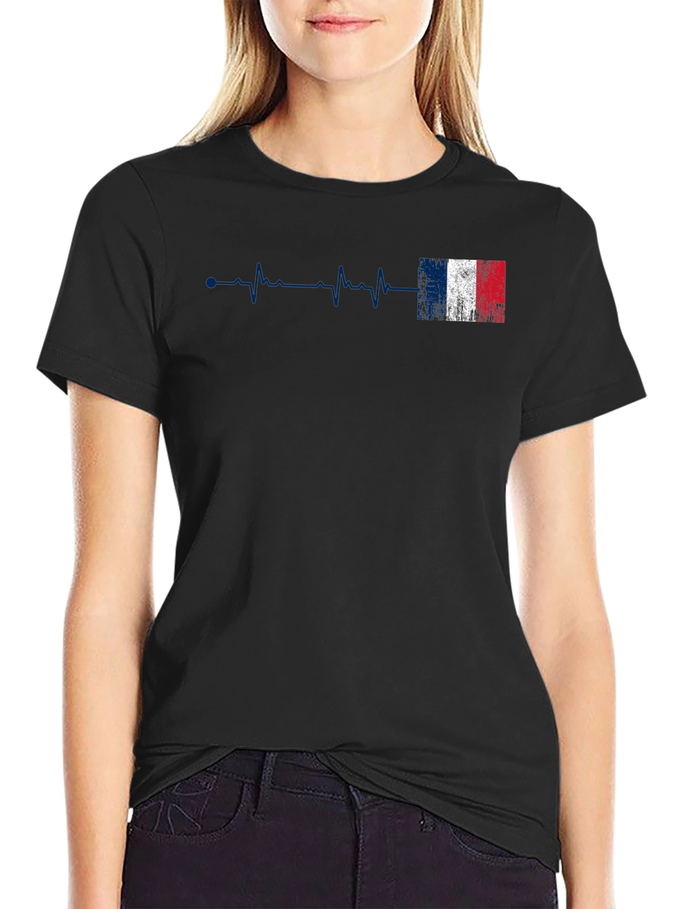 France Flag Heartbeat Graphic T-Shirt