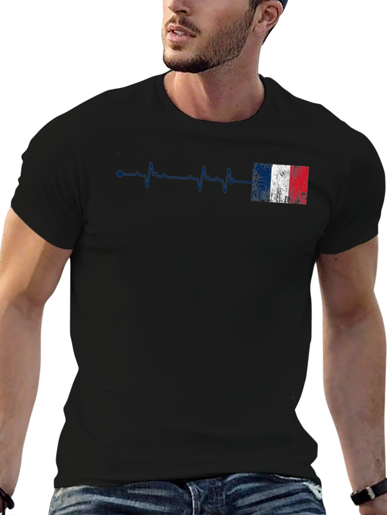 France Flag Heartbeat Graphic T-Shirt