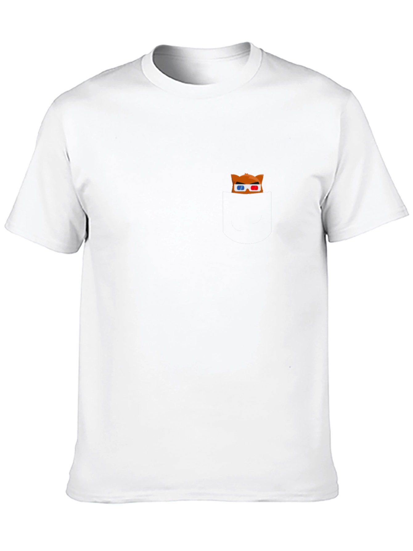Fun Graphic Tee - Cartoon Fox Pocket Design