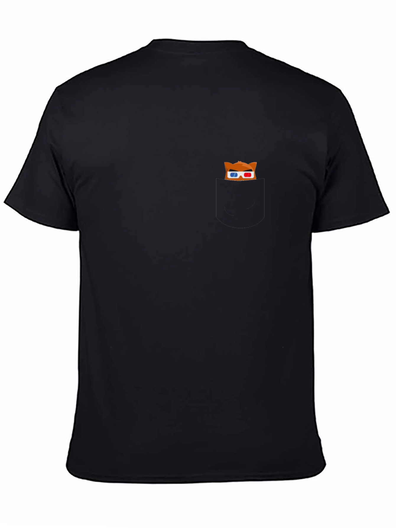 Fun Graphic Tee - Cartoon Fox Pocket Design