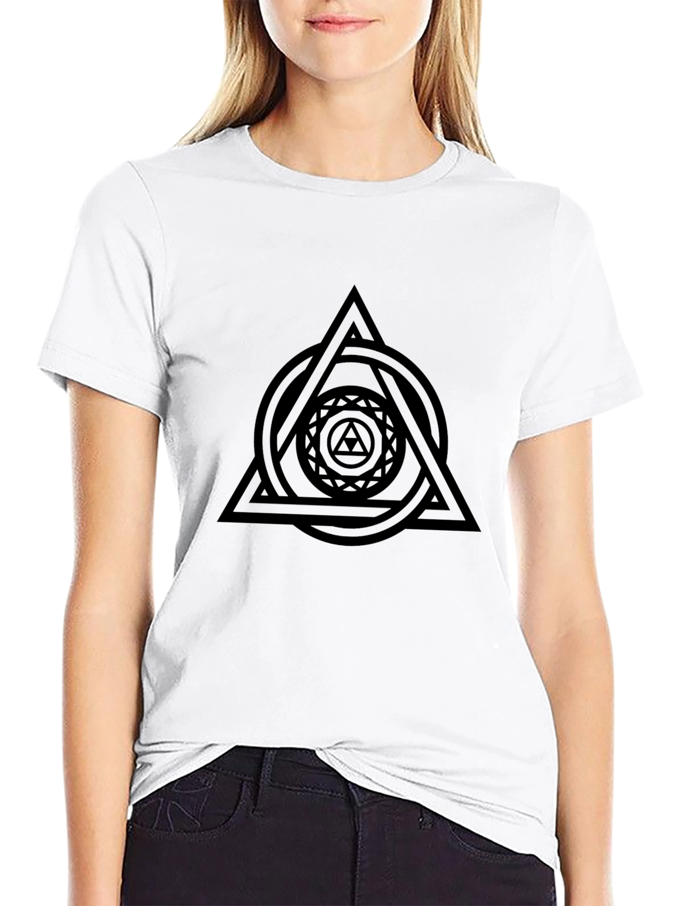 Geometric Triangle Graphic Black T-Shirt