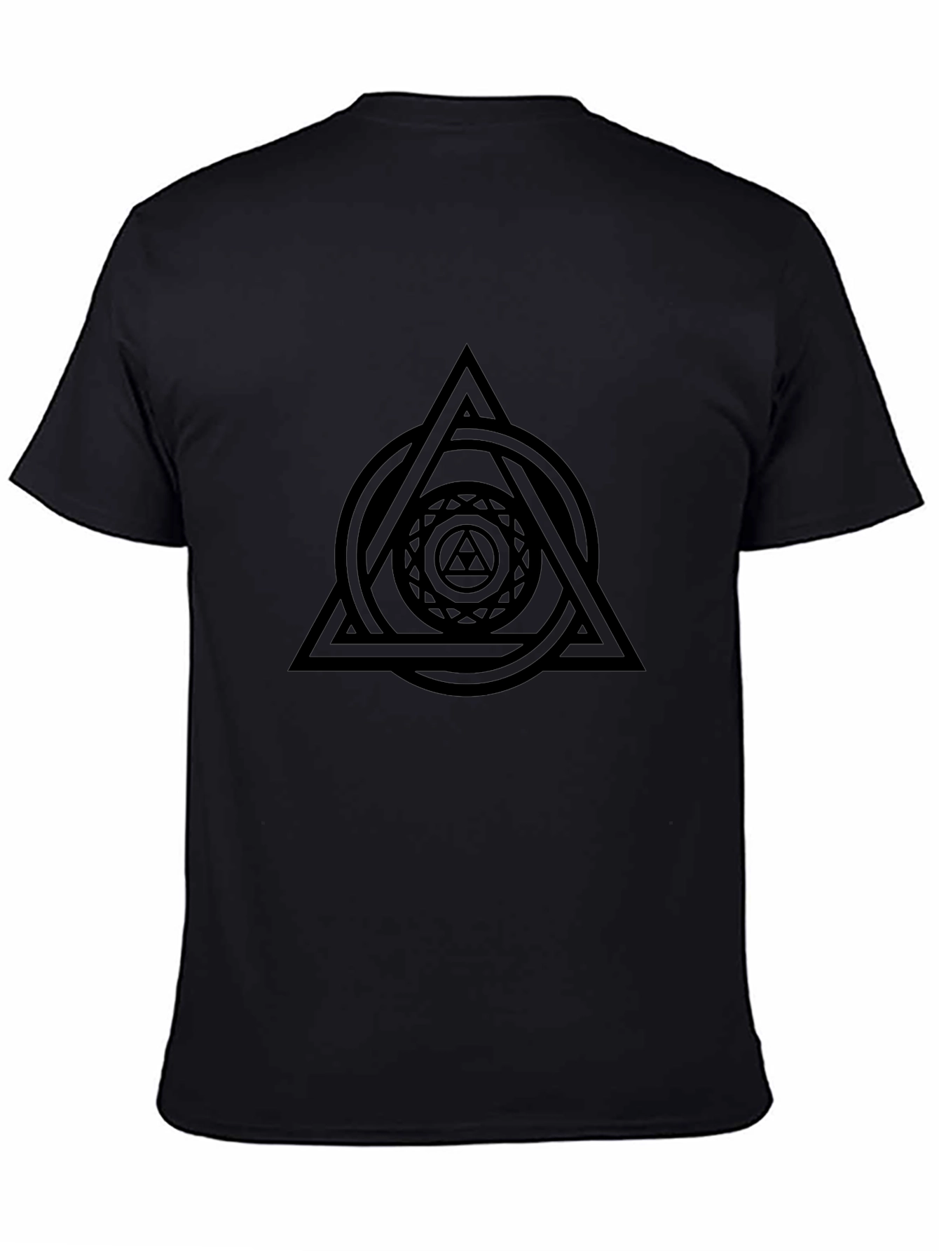 Geometric Triangle Graphic Black T-Shirt