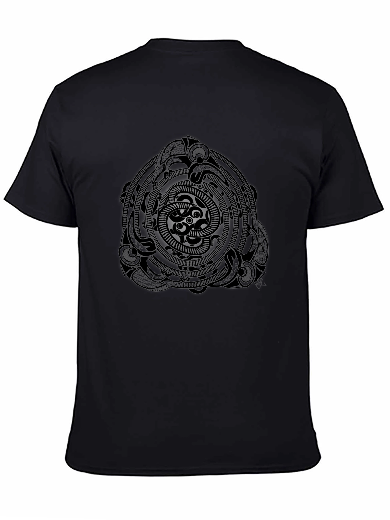 Mens Black T-Shirt with Tribal Circle Design