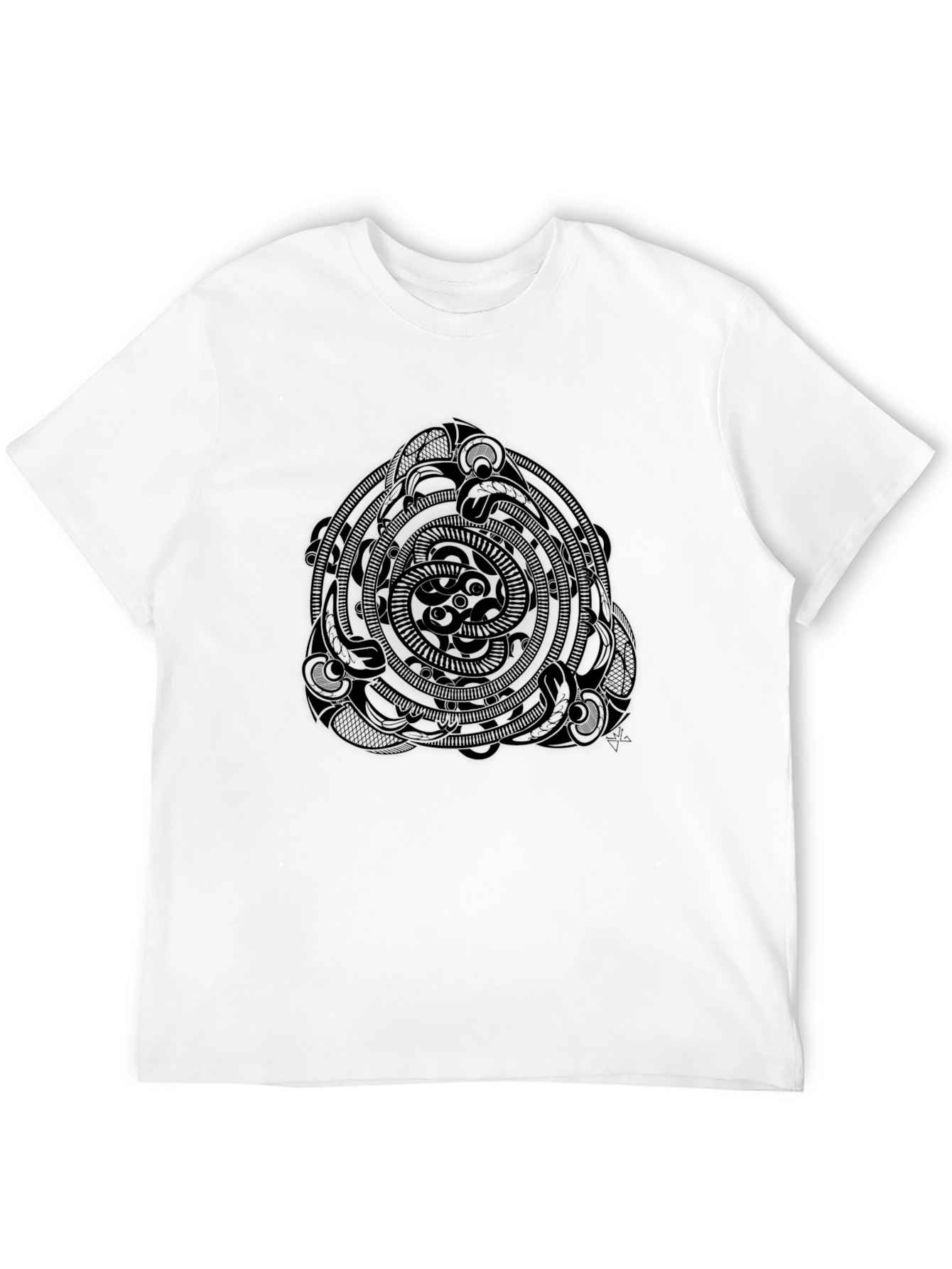Mens Black T-Shirt with Tribal Circle Design