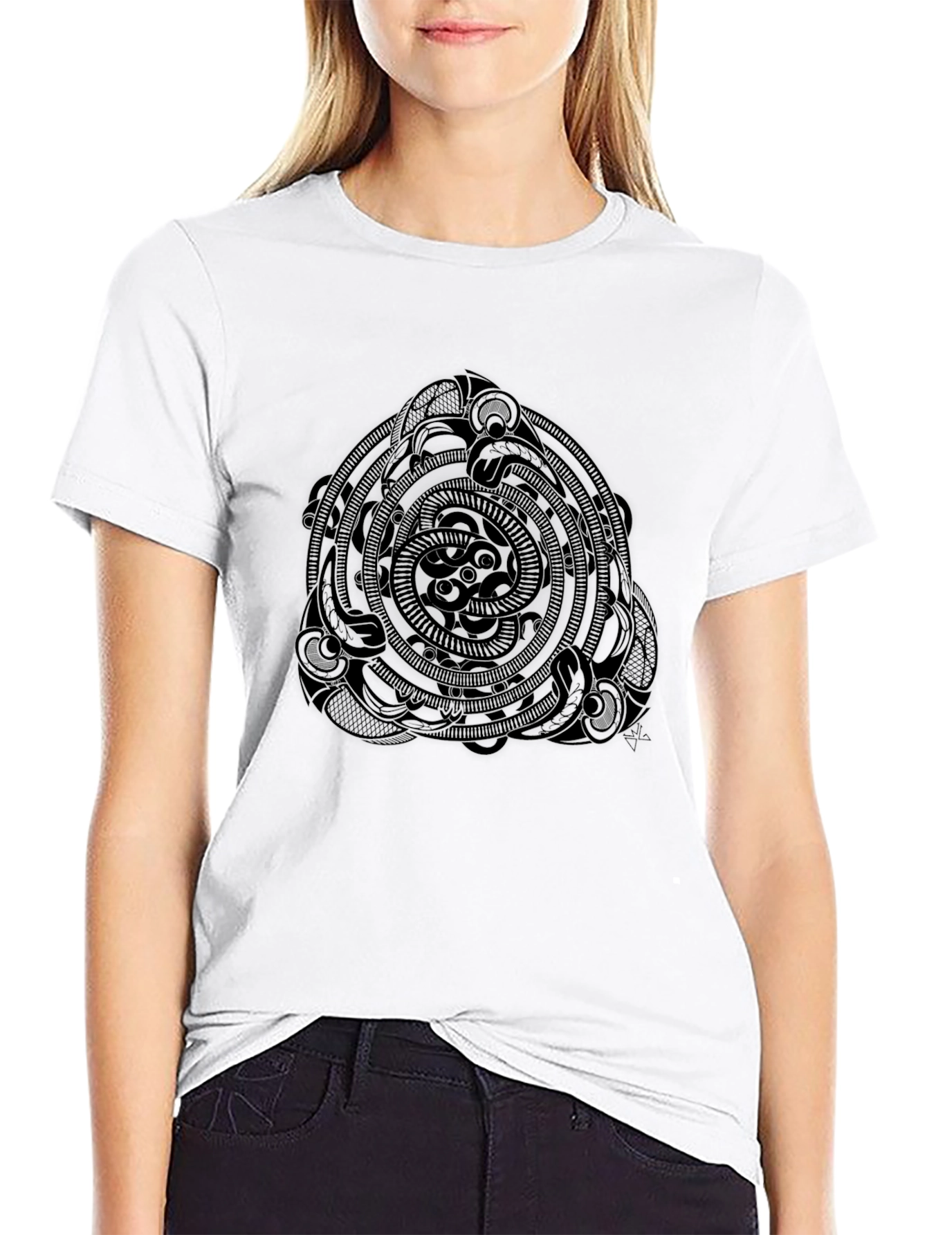 Mens Black T-Shirt with Tribal Circle Design