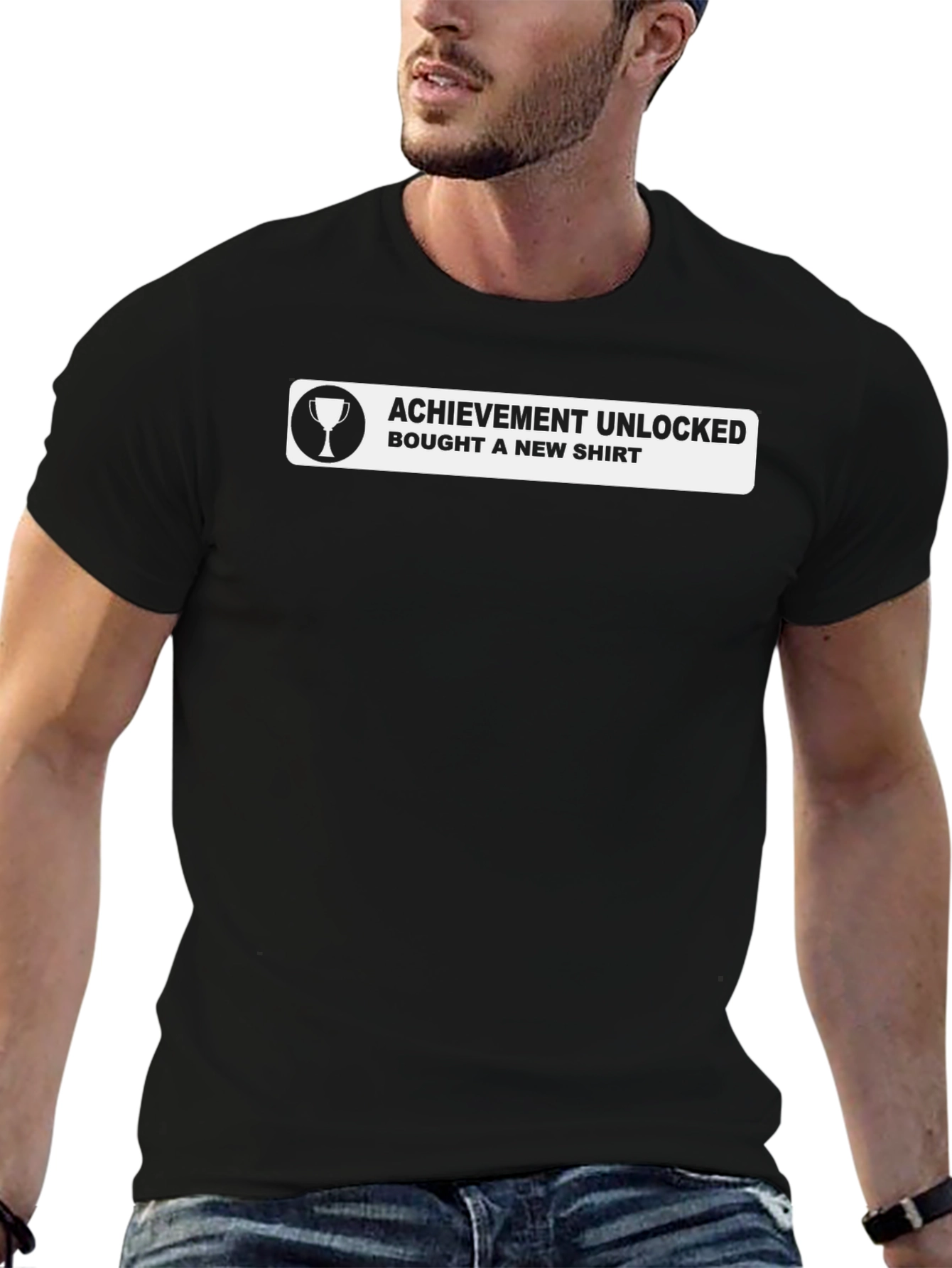 Achievement Unlocked New Shirt Funny Black Graphic Tee