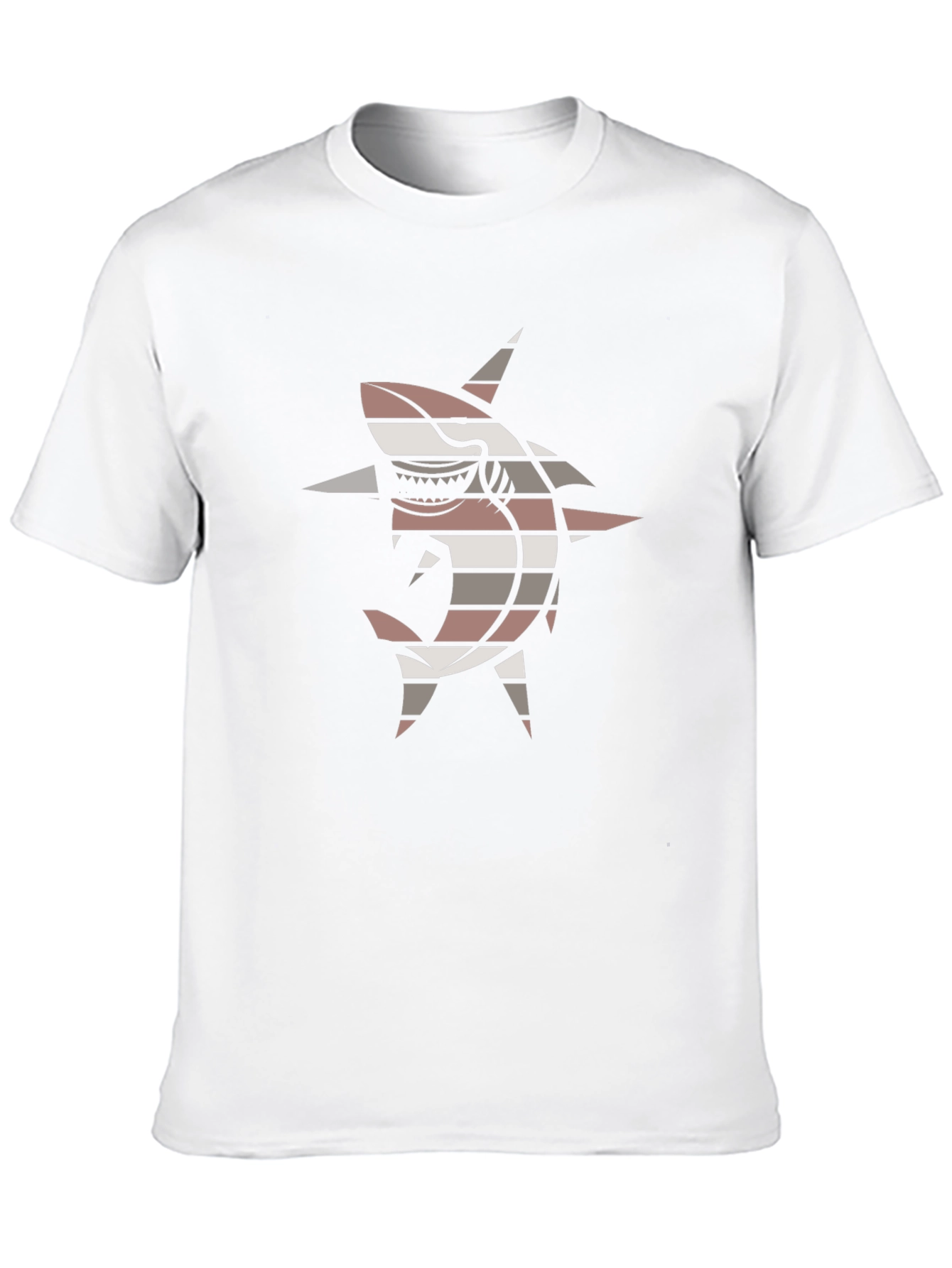 Striped Shark Graphic Tee - Black Casual T-Shirt