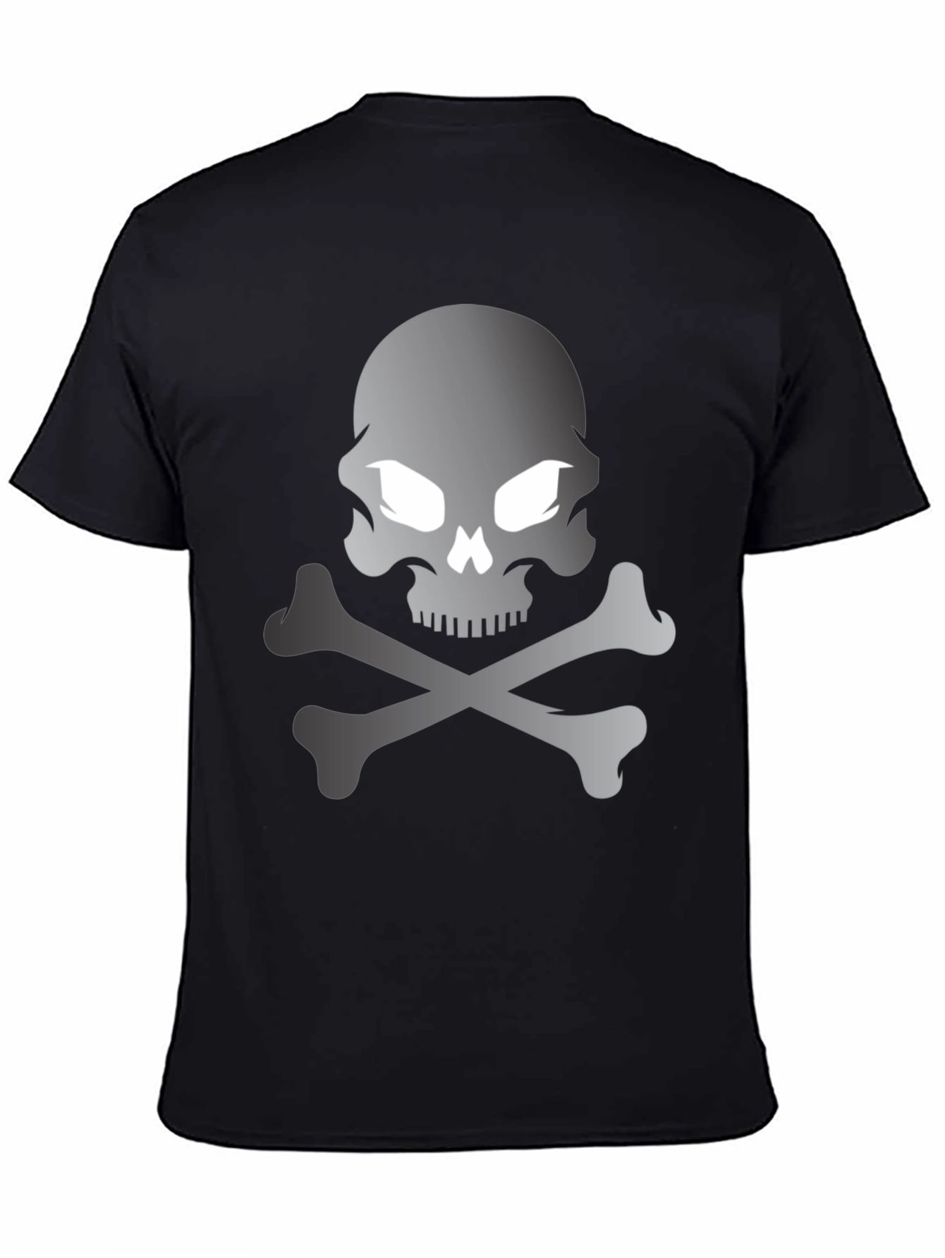 Skull and Crossbones Graphic Tee - Black Cotton T-Shirt