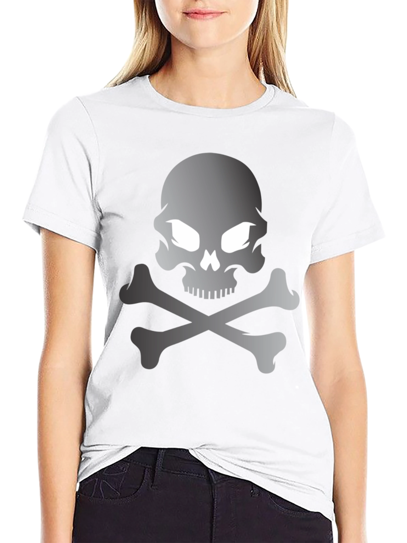 Skull and Crossbones Graphic Tee - Black Cotton T-Shirt