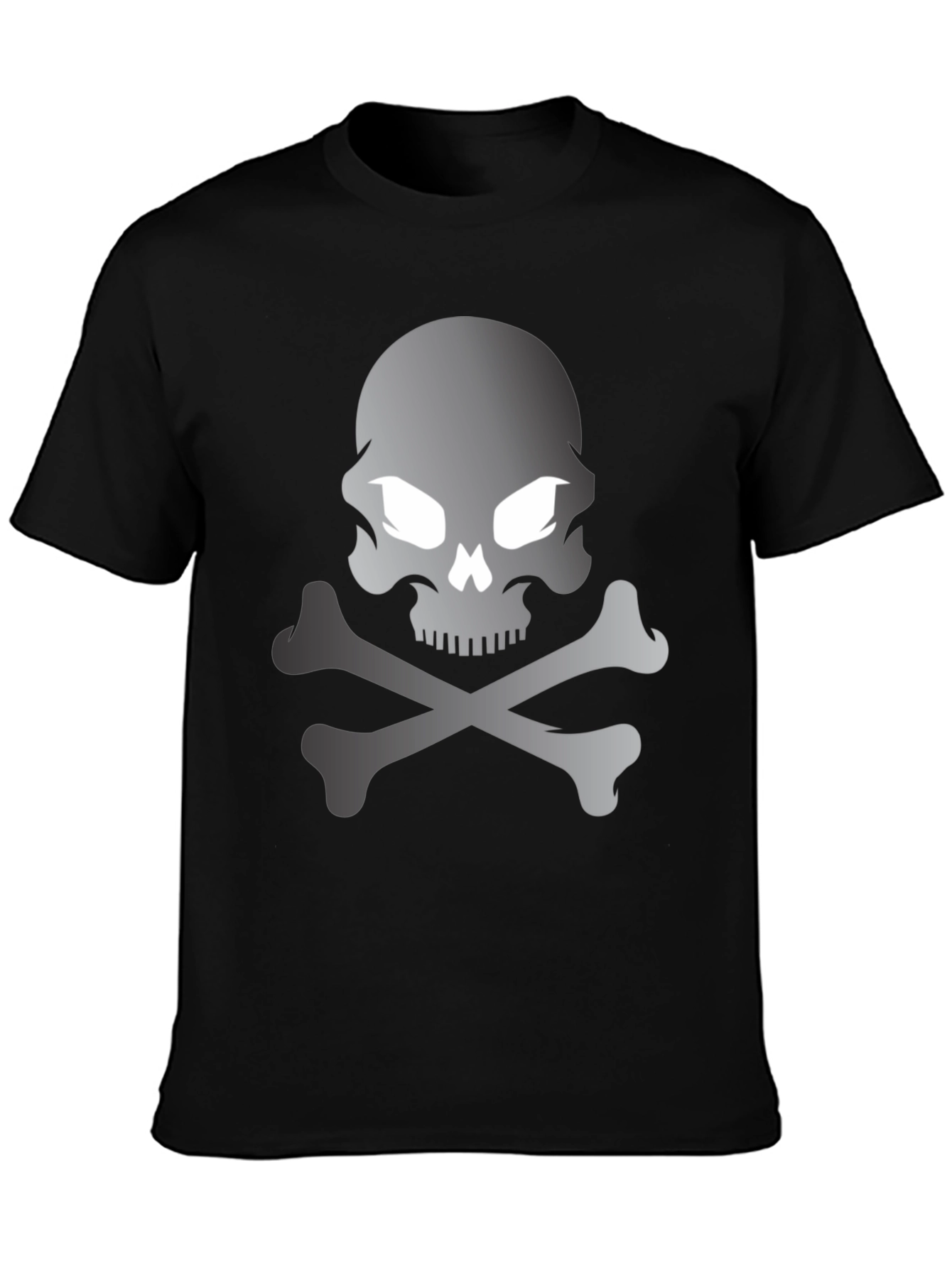 Skull and Crossbones Graphic Tee - Black Cotton T-Shirt