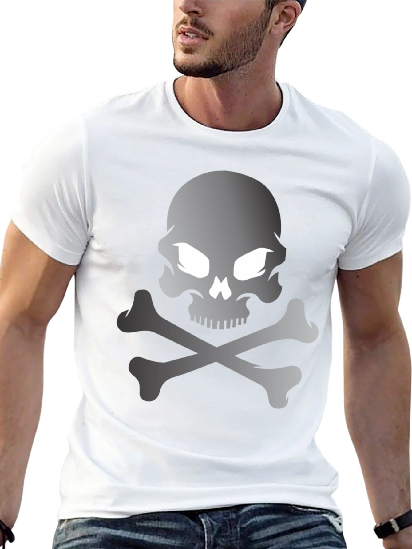 Skull and Crossbones Graphic Tee - Black Cotton T-Shirt