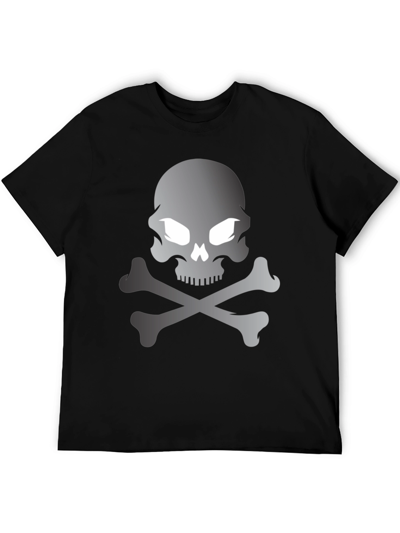 Skull and Crossbones Graphic Tee - Black Cotton T-Shirt