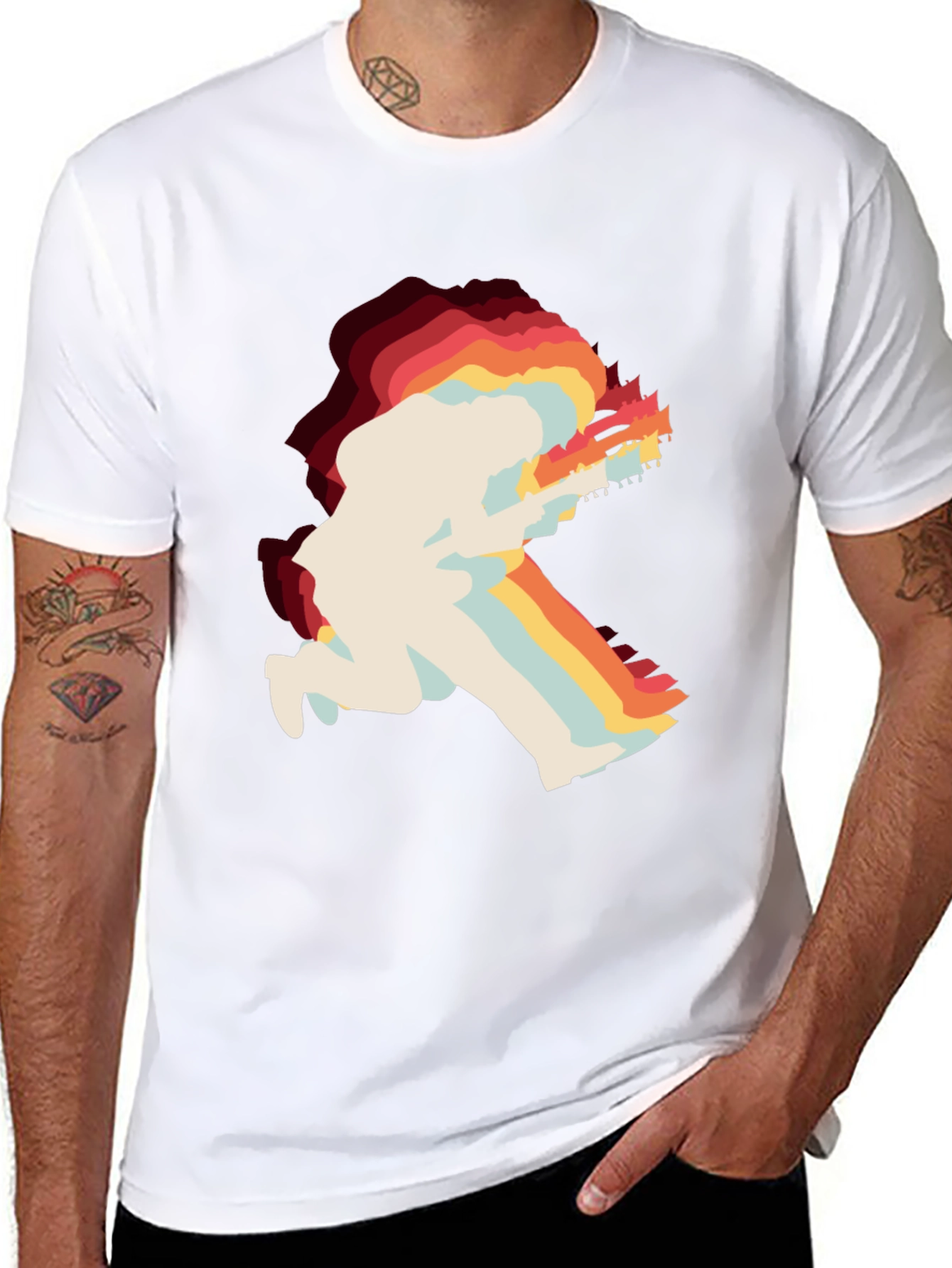 Retro Guitarist Graphic Tee - Black