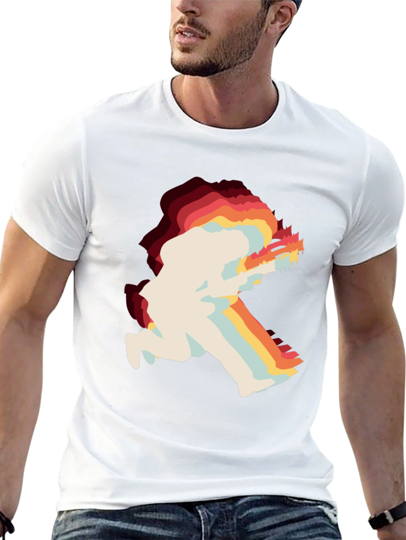 Retro Guitarist Graphic Tee - Black