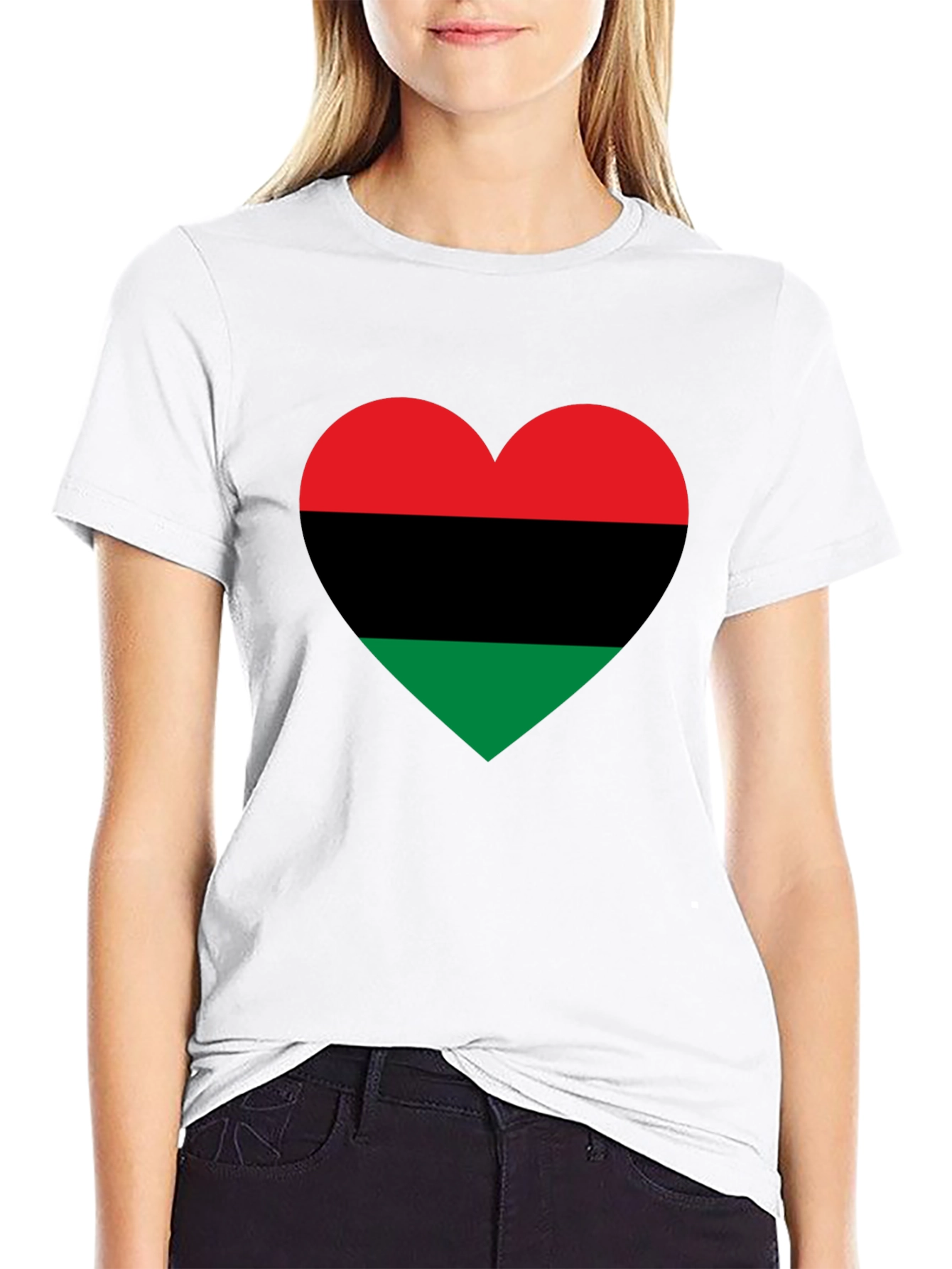 Pan-African Flag Heart T-Shirt - Black Pride