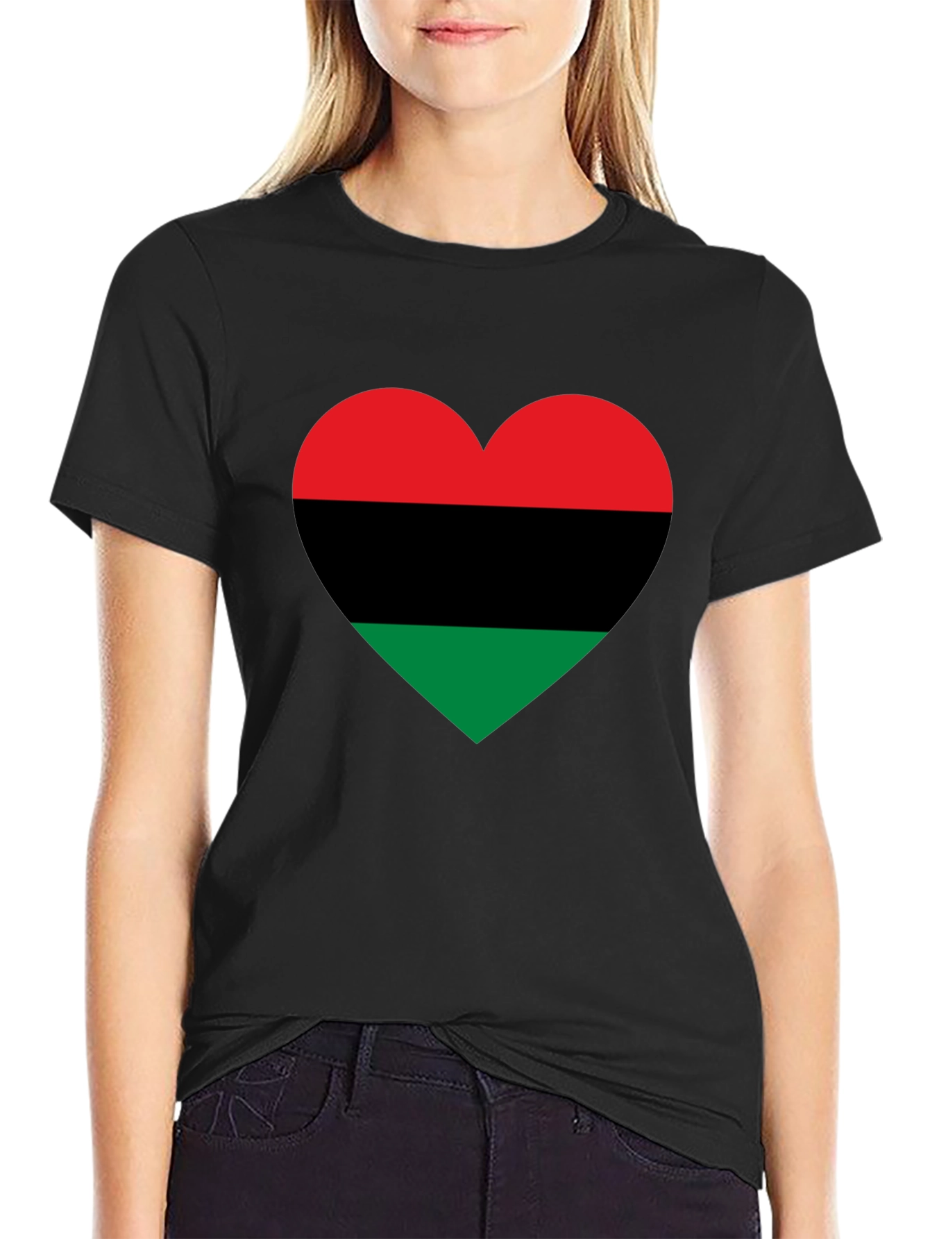 Pan-African Flag Heart T-Shirt - Black Pride
