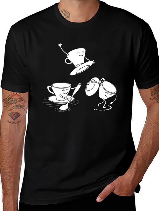 Fun Coffee Cup Cartoon Graphic T-Shirt