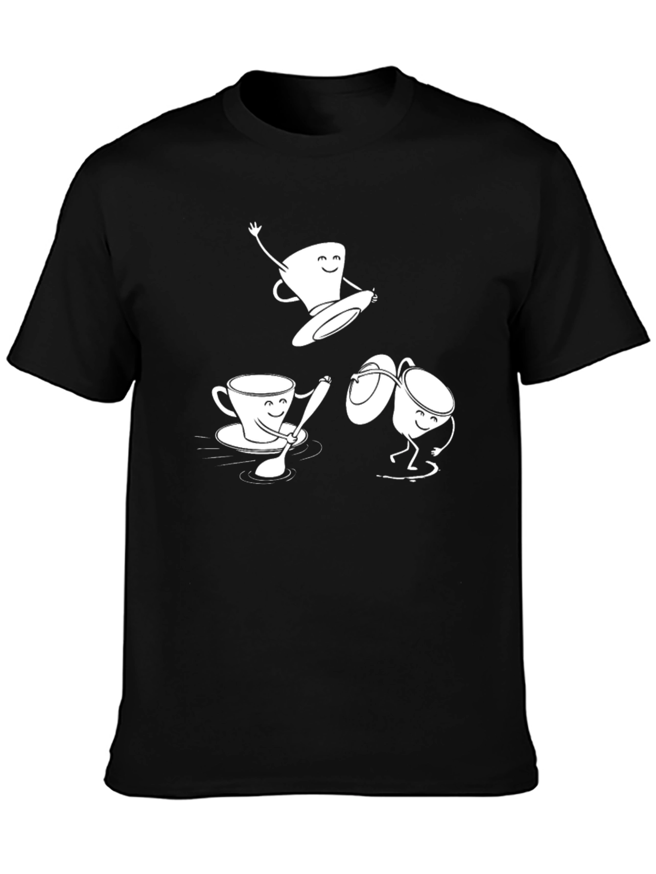 Fun Coffee Cup Cartoon Graphic T-Shirt