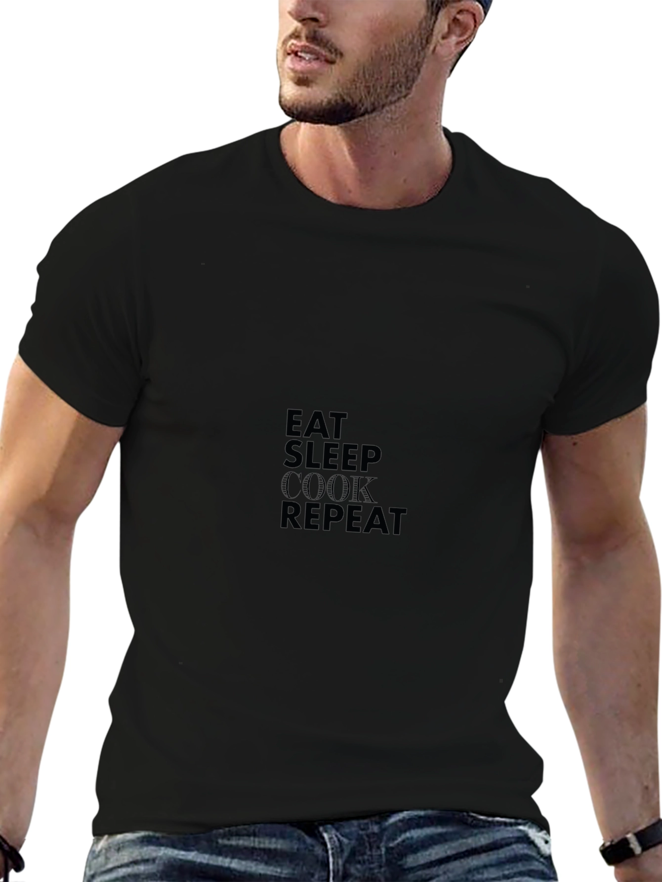 Eat Sleep Cook Repeat Black T-Shirt