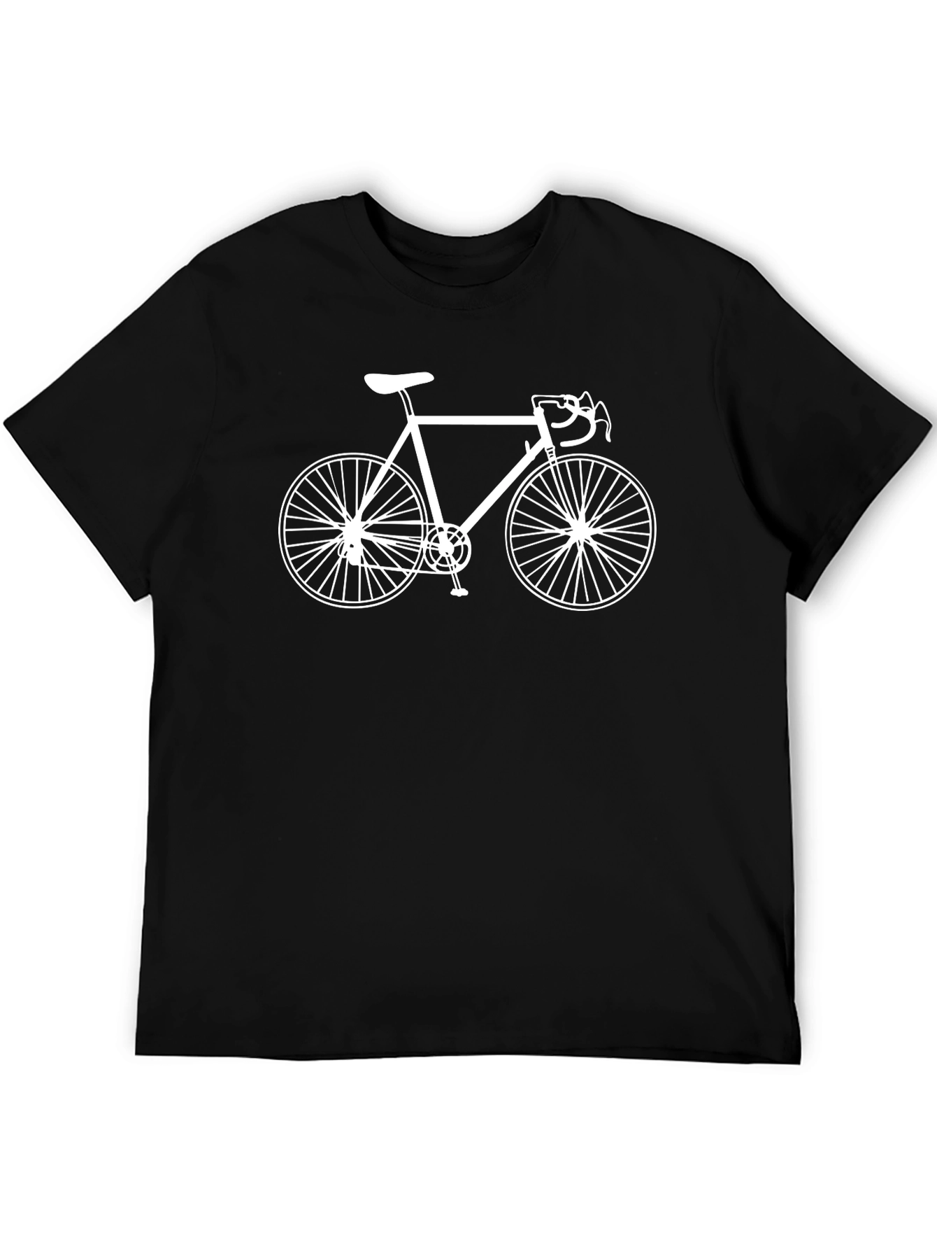 Mens Black T-Shirt with White Bicycle Print