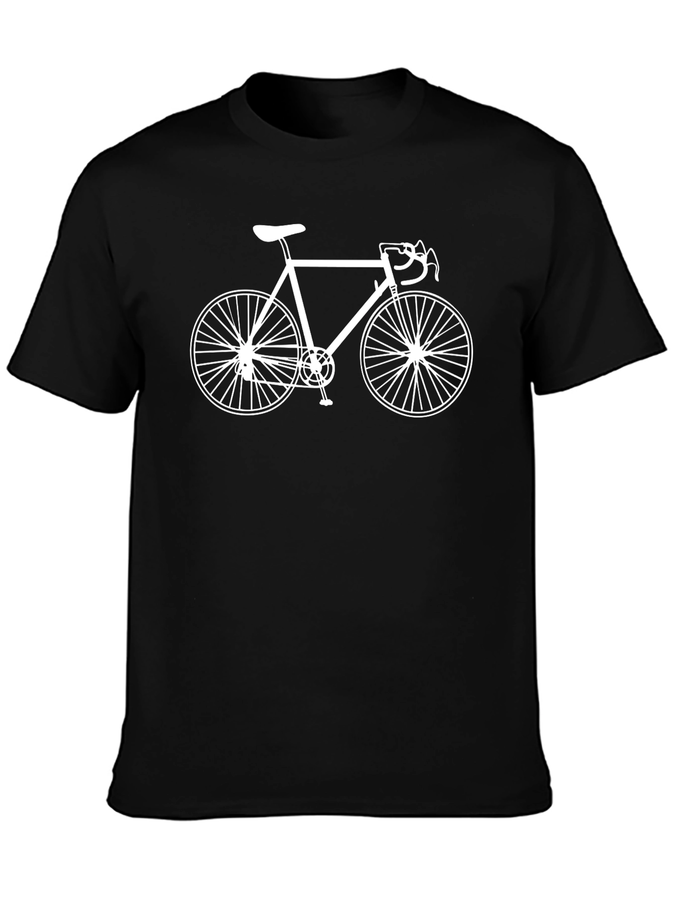 Mens Black T-Shirt with White Bicycle Print
