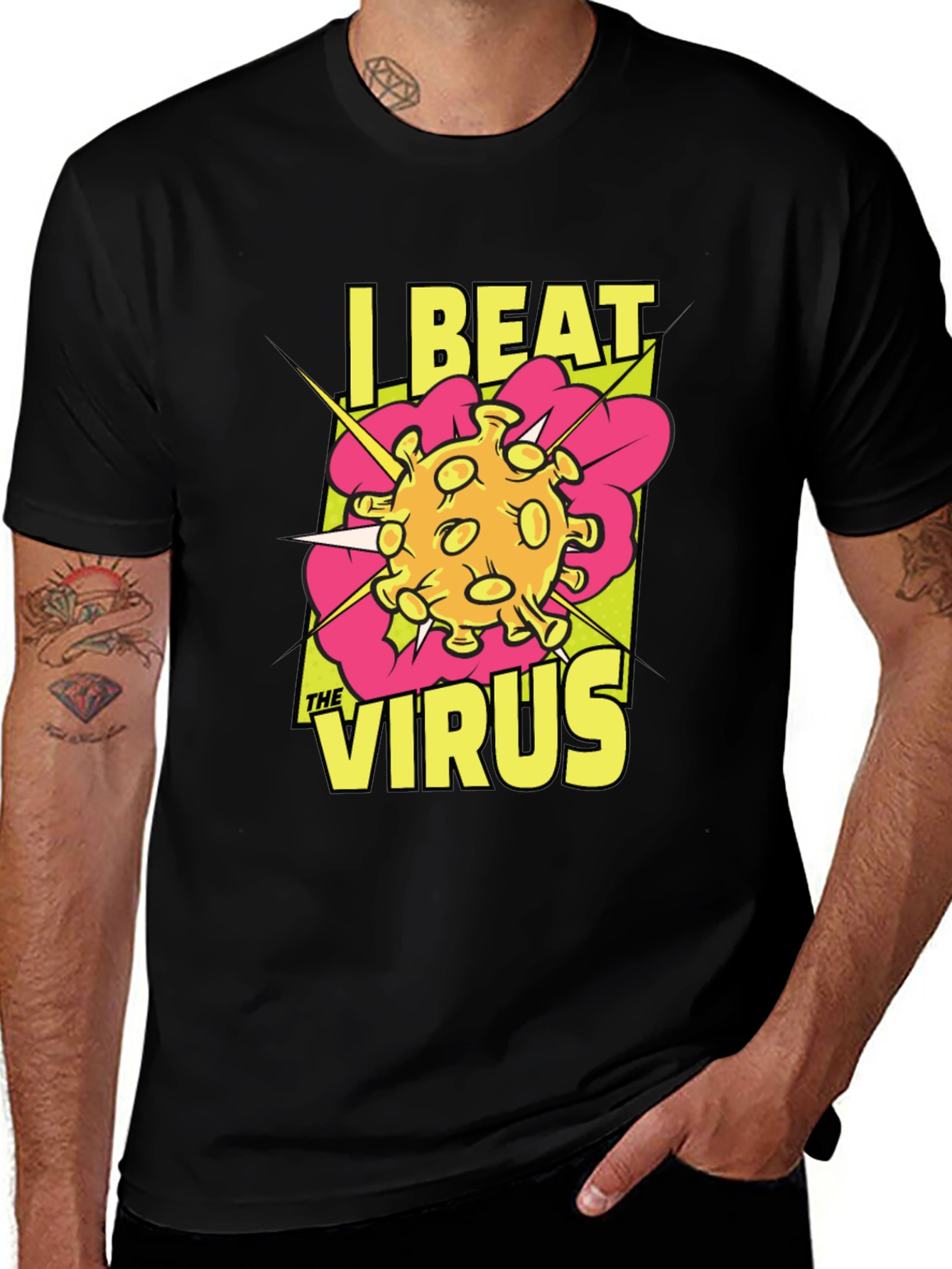 I Beat The Virus T-Shirt - Graphic Novel Style