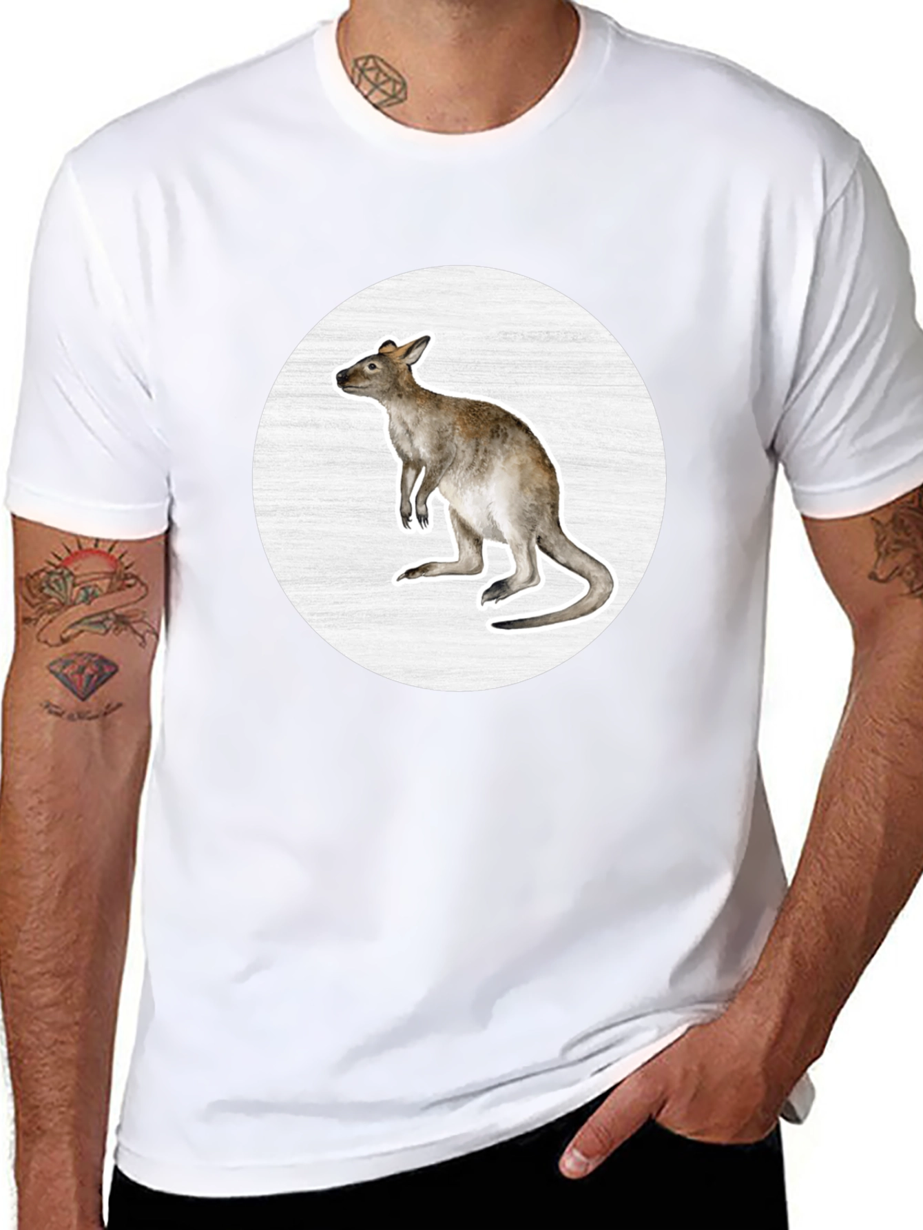 Kangaroo Graphic Tee - Black Cotton Blend