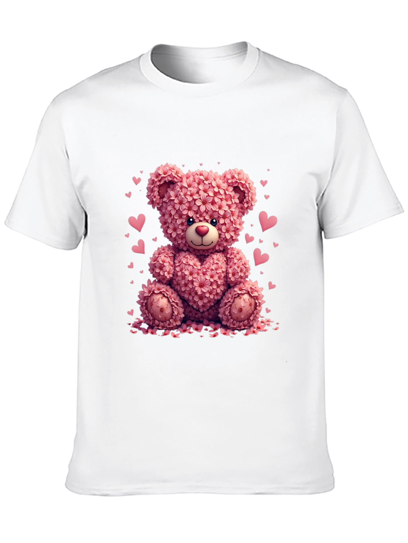 Floral Teddy Bear Graphic Tee - Valentines Day