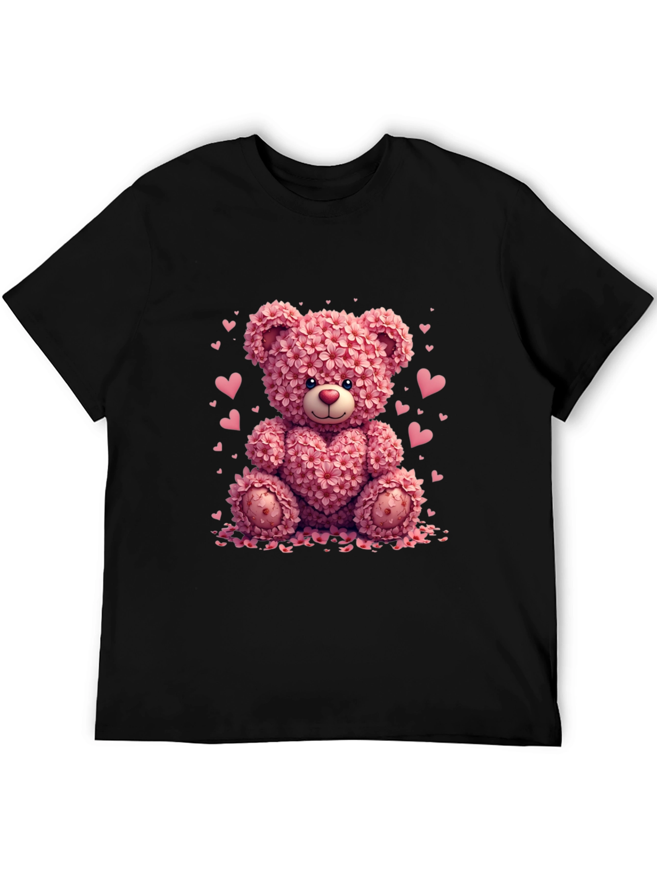 Floral Teddy Bear Graphic Tee - Valentines Day