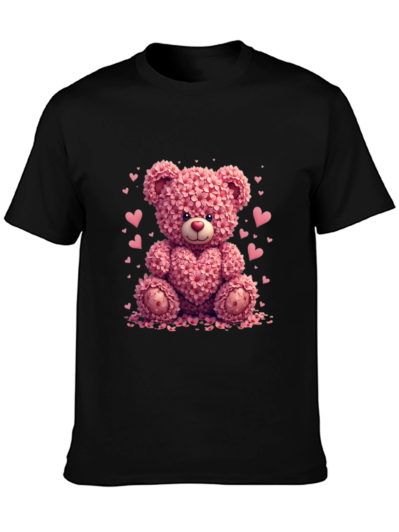 Floral Teddy Bear Graphic Tee - Valentines Day