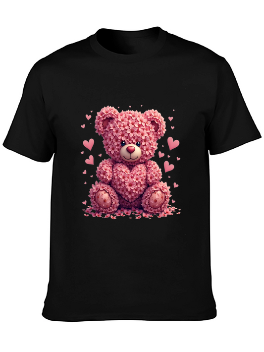 Floral Teddy Bear Graphic Tee - Valentines Day