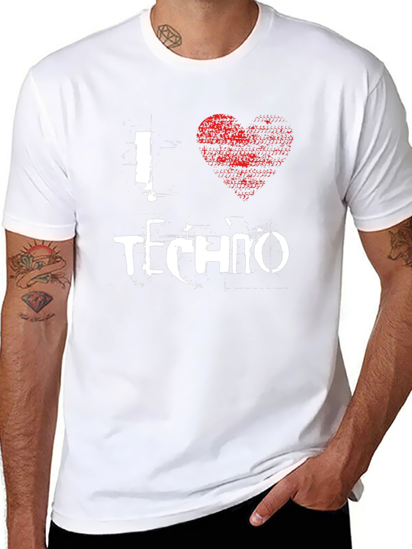 I Heart Techno T-Shirt - Black Graphic Tee